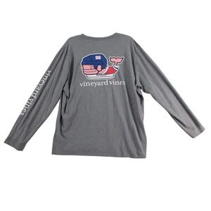 Vineyard Vines Mens XL Gray Hockey Whale Long Sleeve Pocket T-Shirt Cotton